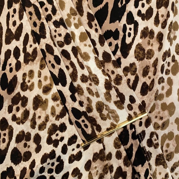 Calvin Klein Leopard Print Wrap Top - Picture 5 of 8